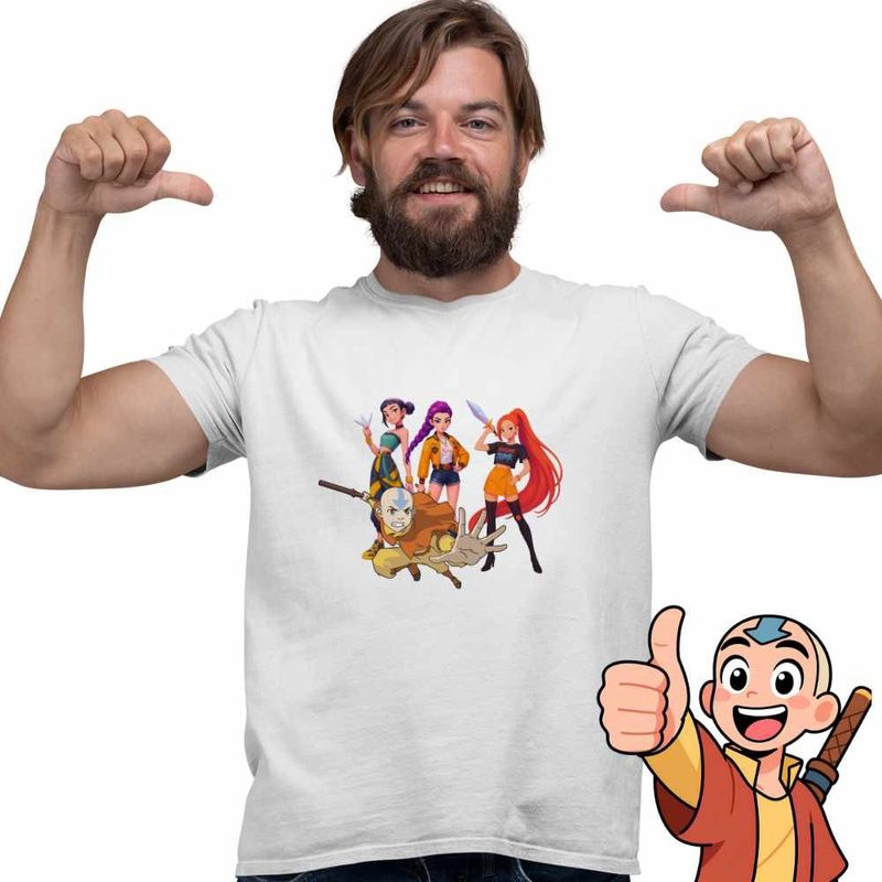 Fashion, accesorii si bijuterii - Barbati - Imbracaminte - Tricouri si bluze barbati - Tricou Barbati Avatar Huntrix Kpop Last Airbender, alb, marime S - Infinity.ro
