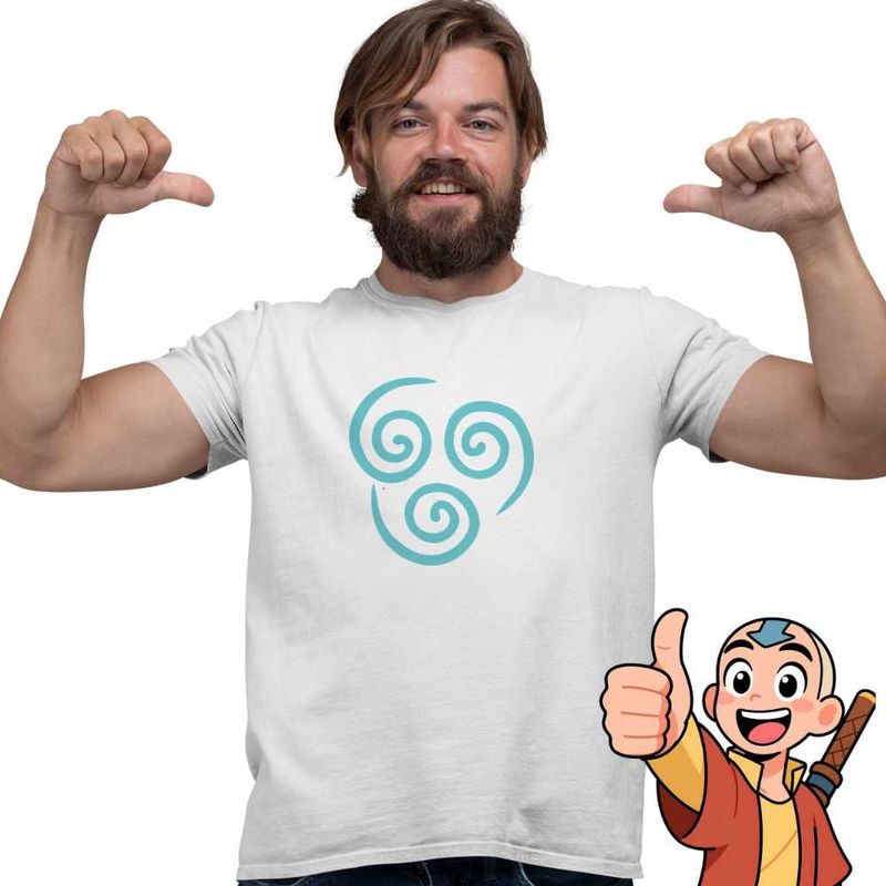 Fashion, accesorii si bijuterii - Barbati - Imbracaminte - Tricouri si bluze barbati - Tricou Barbati Avatar Airbender Element Simbol Maestru al Aerului, alb, marime M - Infinity.ro