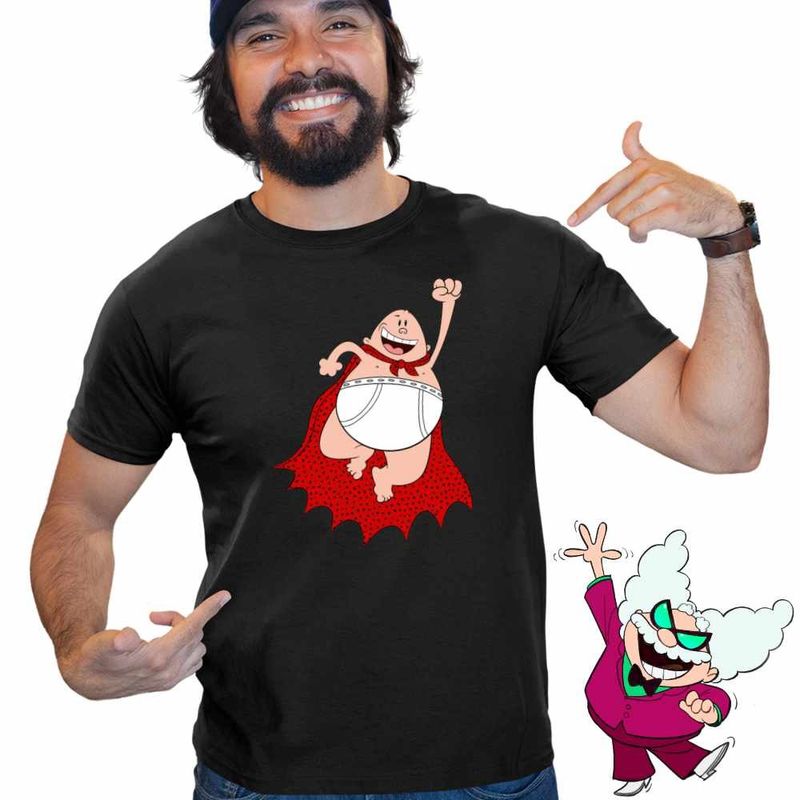 Fashion, accesorii si bijuterii - Barbati - Imbracaminte - Tricouri si bluze barbati - Tricou Barbati Captain Underpants Capitanul Chilot Dav Pilkey, negru, marime 2XL - Infinity.ro