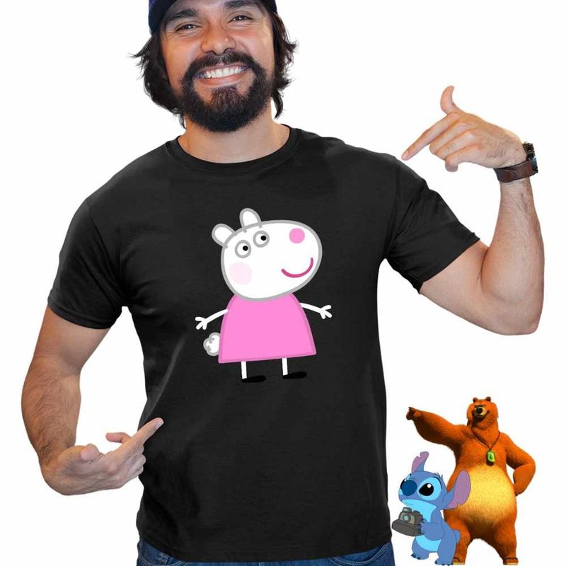 Fashion, accesorii si bijuterii - Barbati - Imbracaminte - Tricouri si bluze barbati - Tricou Barbati Oaia Suzy Purcelusa Peppa Pig, negru, marime 2XL - Infinity.ro
