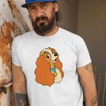 Fashion, accesorii si bijuterii - Barbati - Imbracaminte - Tricouri si bluze barbati - Tricou Barbati Doamna si Vagabondul Cocker Spaniel Catel, alb, marime 3XL - Infinity.ro