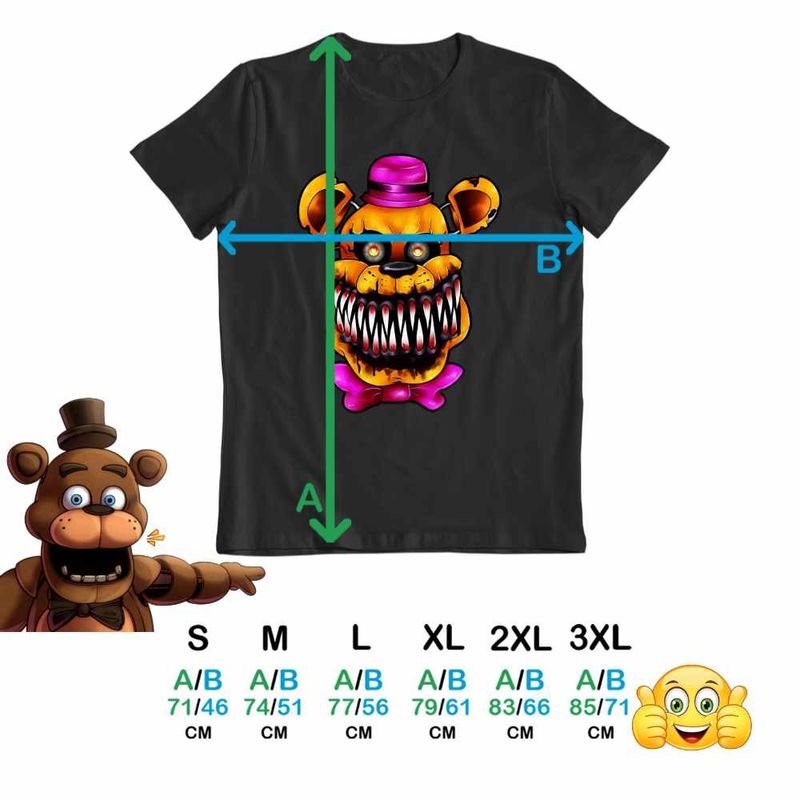 Fashion, accesorii si bijuterii - Barbati - Imbracaminte - Tricouri si bluze barbati - Tricou Barbati Fnaf Nightmare Freddy Five Nights at Freddy Horror Halloween, negru, marime M - Infinity.ro