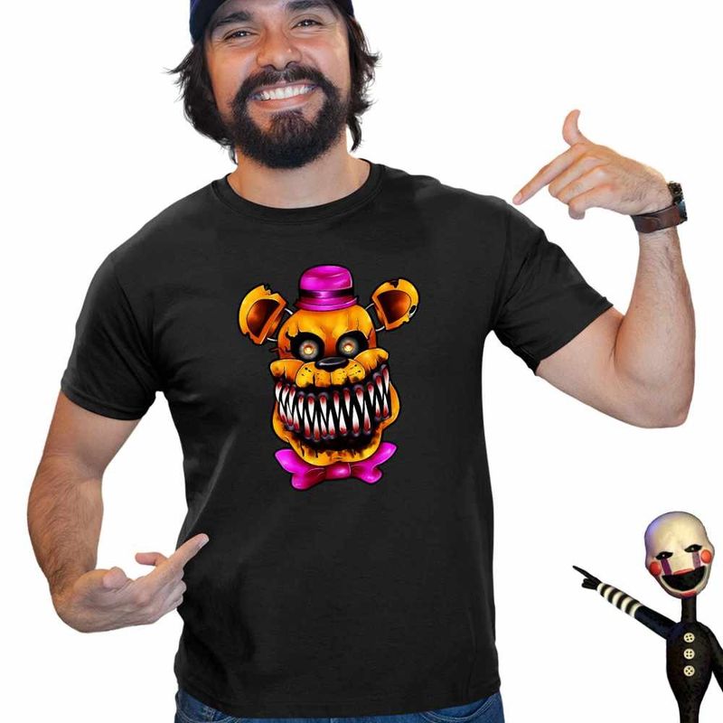 Fashion, accesorii si bijuterii - Barbati - Imbracaminte - Tricouri si bluze barbati - Tricou Barbati Fnaf Nightmare Freddy Five Nights at Freddy Horror Halloween, negru, marime M - Infinity.ro