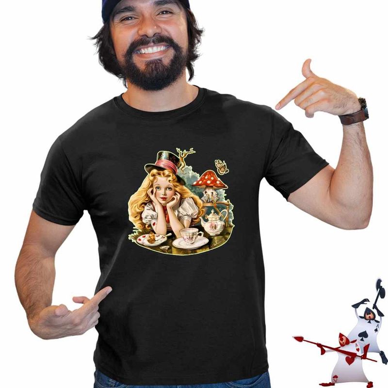 Fashion, accesorii si bijuterii - Barbati - Imbracaminte - Tricouri si bluze barbati - Tricou Barbati Alice Tara Minunilor Aventuri, negru, marime M - Infinity.ro