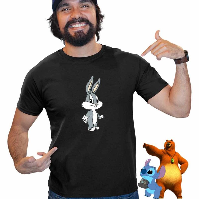 Fashion, accesorii si bijuterii - Barbati - Imbracaminte - Tricouri si bluze barbati - Tricou Barbati Bugs Bunny Bebelus, negru, marime L - Infinity.ro