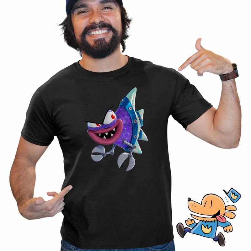 Fashion, accesorii si bijuterii - Barbati - Imbracaminte - Tricouri si bluze barbati - Tricou Barbati Dog Man Flippy The Fish Pestele, negru, marime 3XL - Infinity.ro