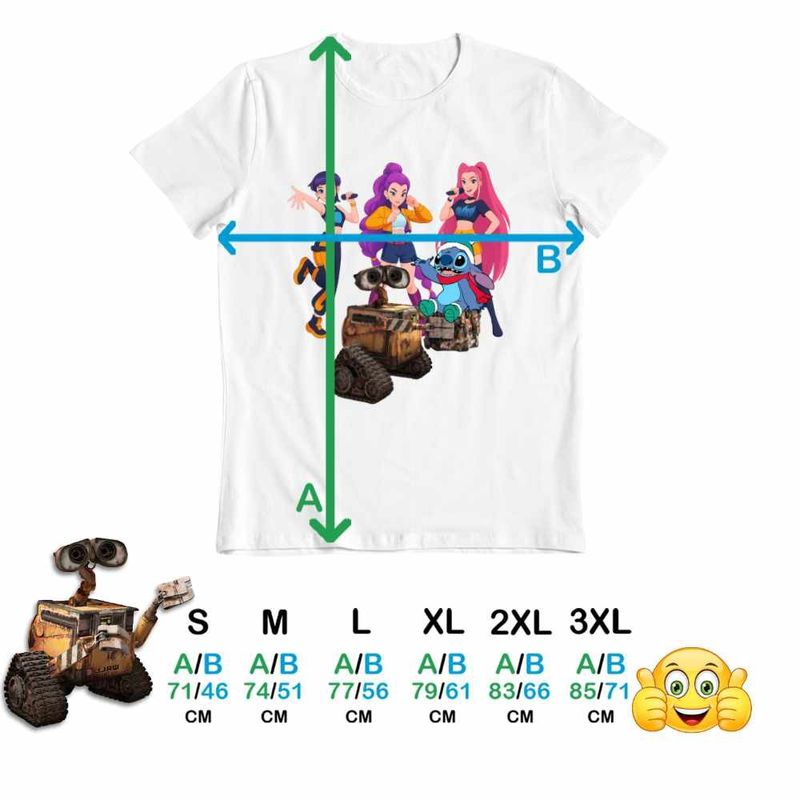 Fashion, accesorii si bijuterii - Barbati - Imbracaminte - Tricouri si bluze barbati - Tricou Barbati Wall-E Huntrix Stitch K-Pop Demon Hunters, alb, marime L - Infinity.ro
