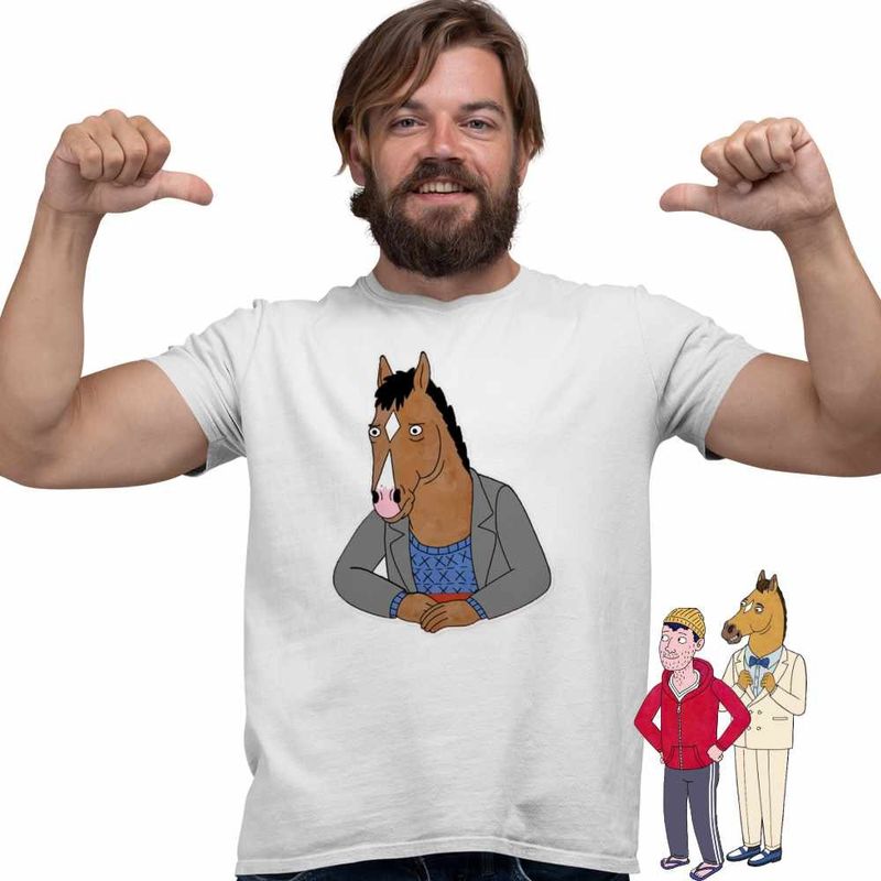Fashion, accesorii si bijuterii - Barbati - Imbracaminte - Tricouri si bluze barbati - Tricou Barbati BoJack Horseman Desene Animate, alb, marime 3XL - Infinity.ro
