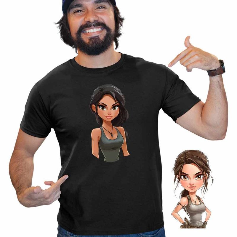 Fashion, accesorii si bijuterii - Barbati - Imbracaminte - Tricouri si bluze barbati - Tricou Barbati Tomb Raider Aventuri Lara Croft Militar Camuflaj, negru, marime 3XL - Infinity.ro