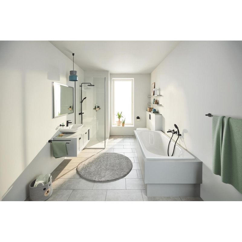 Casa si Gradina - Sanitare - Suporturi si accesorii baie - Suporturi baie - Bara prosop Grohe 411872430, 850 mm, 60 mm, 2 orificii instalare, 1 rafturi, pe perete, metal, Negru - Infinity.ro