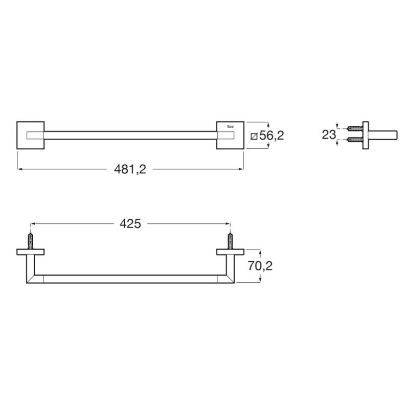 Casa si Gradina - Sanitare - Suporturi si accesorii baie - Suporturi baie - Bara prosop Roca A817606C40, 481 mm, 70 mm, 2 orificii instalare, 1 rafturi, pe perete, metal, Negru - Infinity.ro