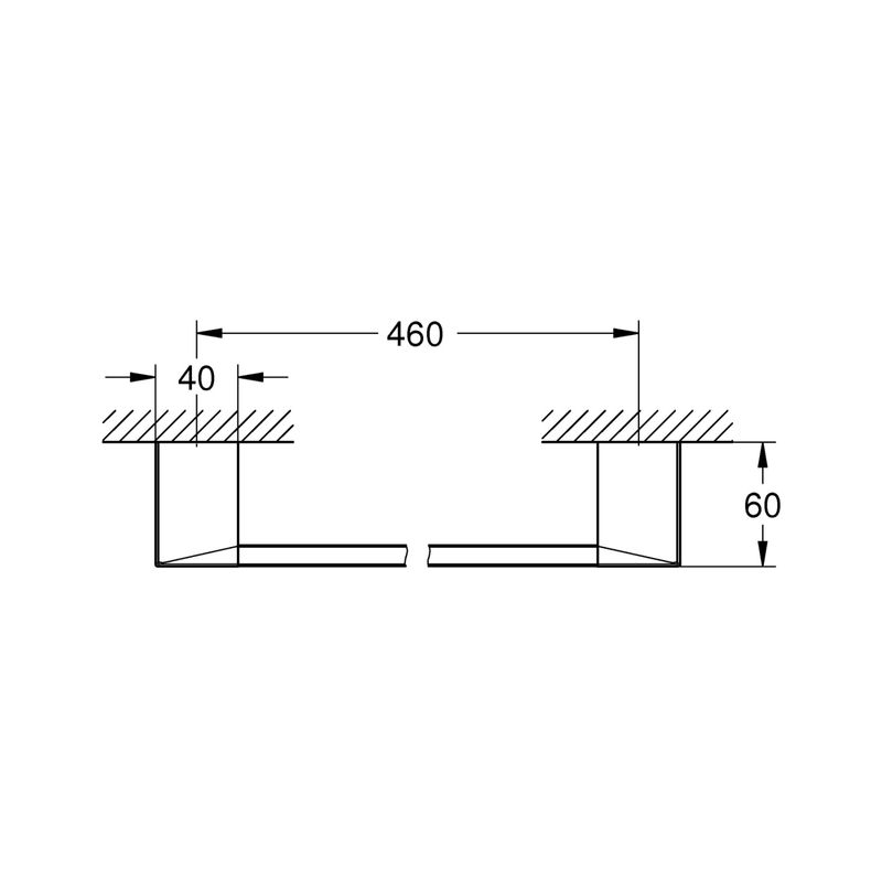 Casa si Gradina - Sanitare - Suporturi si accesorii baie - Suporturi baie - Suport prosop Grohe 40767000, 500 mm, 60 mm, 2 orificii instalare, 1 rafturi, pe perete, metal, Crom - Infinity.ro
