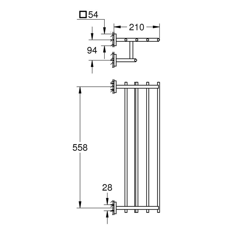 Casa si Gradina - Sanitare - Suporturi si accesorii baie - Suporturi baie - Suport prosop Grohe 410992430, 600 mm, 210 mm, 4 orificii instalare, 5 rafturi, pe perete, metal, Negru - Infinity.ro