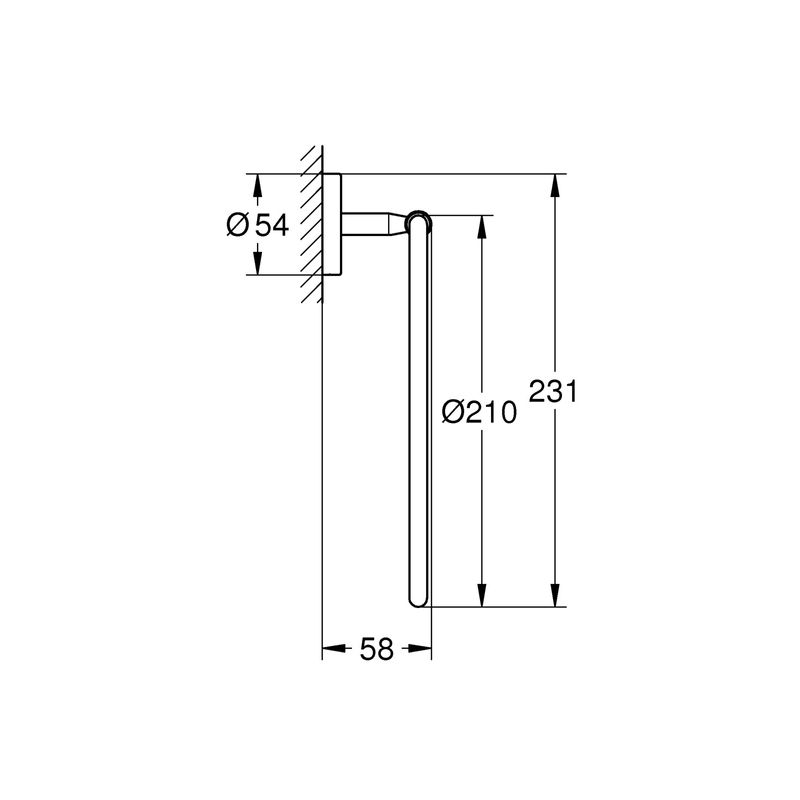 Casa si Gradina - Sanitare - Suporturi si accesorii baie - Suporturi baie - Inel prosop Grohe 40460001, 210 mm, 58 mm, 1 rafturi, 2 orificii instalare, pivotanta, pe perete, crom - Infinity.ro