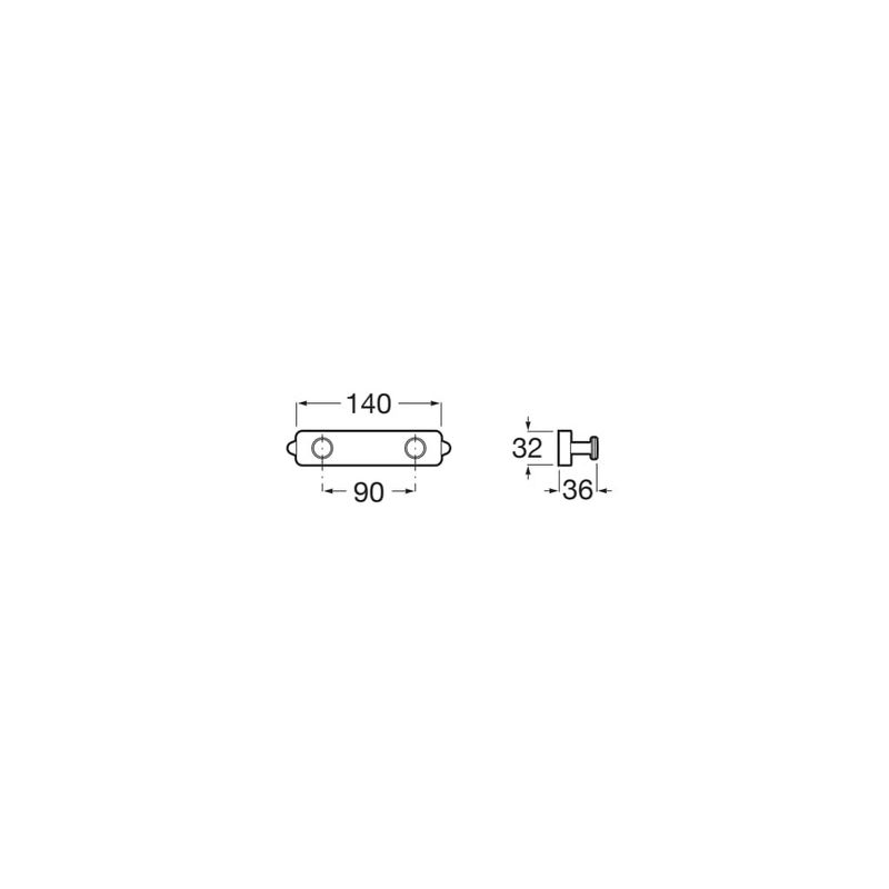 Casa si Gradina - Sanitare - Suporturi si accesorii baie - Suporturi baie - Agatatoare dubla Roca A817721NB0, 140 mm, 36 mm, 2 cuie, 2 orificii instalare, pe perete, metal, Negru - Infinity.ro