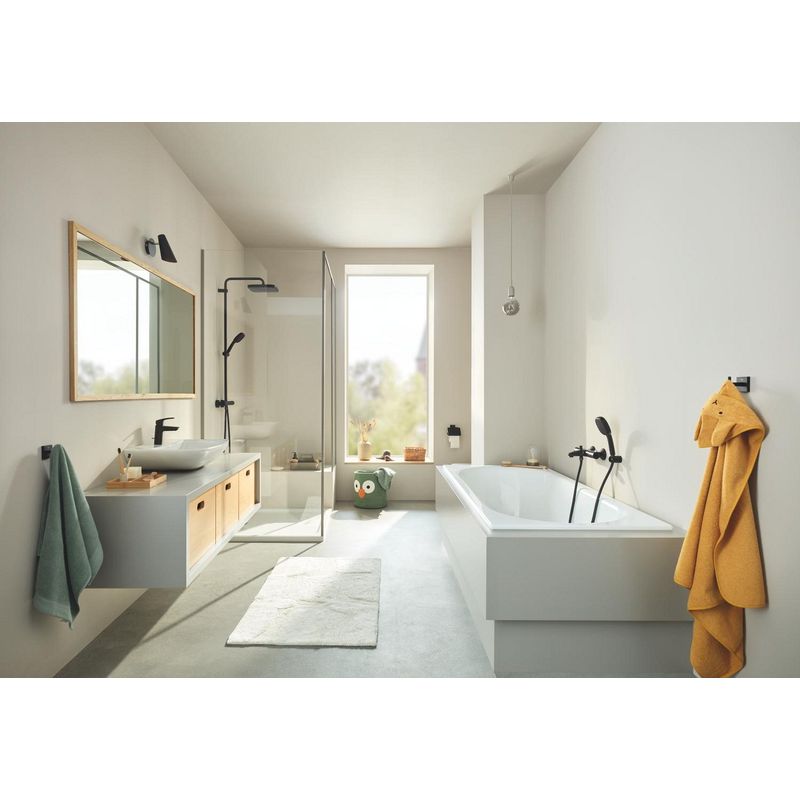 Casa si Gradina - Sanitare - Suporturi si accesorii baie - Suporturi baie - Agatatoare Grohe 409612430, 60 mm, 43 mm, 1 cuie, 2 orificii instalare, pe perete, metal, elemente fixare ascunse, Negru - Infinity.ro