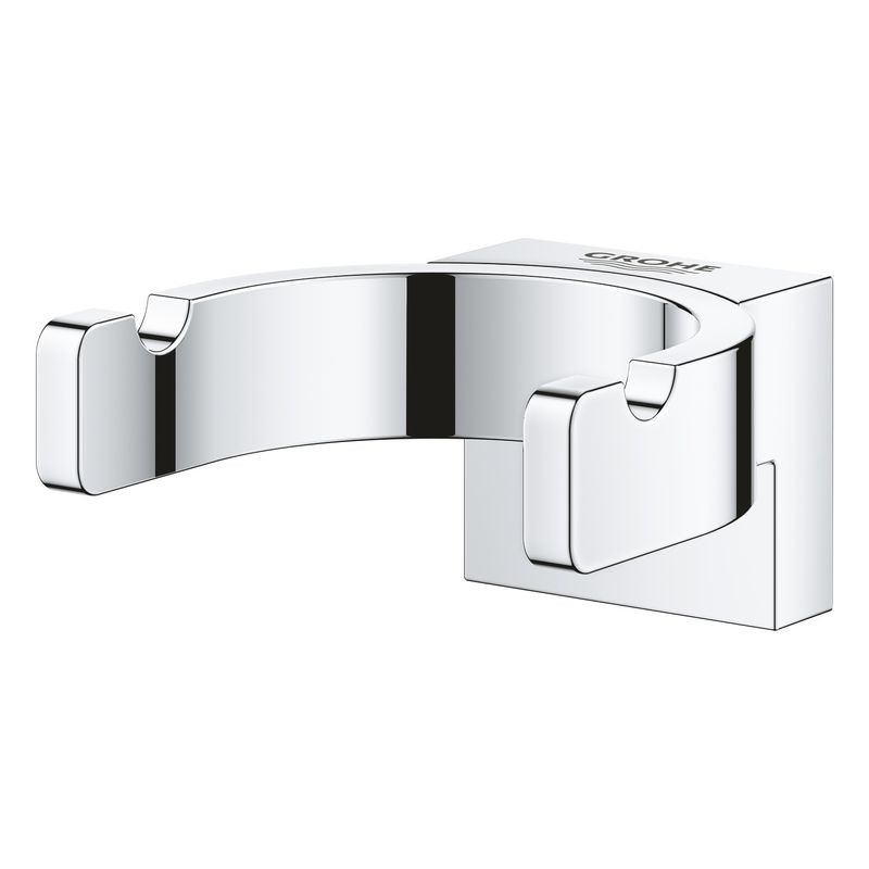 Casa si Gradina - Sanitare - Suporturi si accesorii baie - Suporturi baie - Agatatoare dubla Grohe 41049000, 58 mm, 56 mm, 2 cuie, 1 orificii instalare, pe perete, metal, elemente fixare, Crom - Infinity.ro