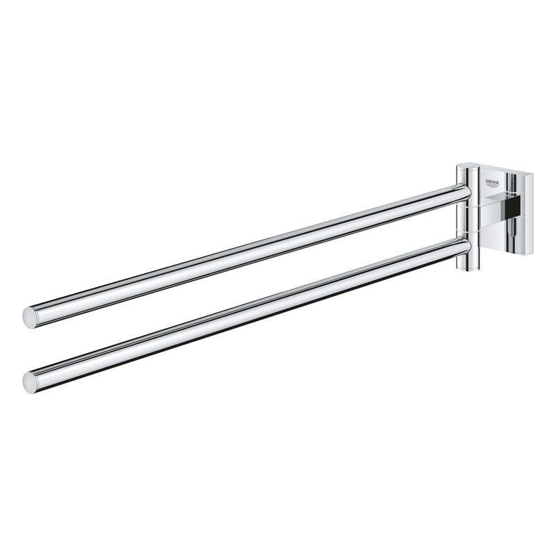 Casa si Gradina - Sanitare - Suporturi si accesorii baie - Suporturi baie - Bara prosop dubla Grohe 40976000, 438 mm, 69 mm, 2 orificii instalare, 2 rafturi, pivotanta, pe perete, Crom - Infinity.ro