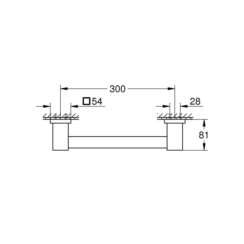 Casa si Gradina - Sanitare - Suporturi si accesorii baie - Suporturi baie - Bara sustinere Grohe 410942430, 354 mm, 81 mm, 2 orificii instalare, pe perete, metal, elemente fixare ascunse, Negru - Infinity.ro