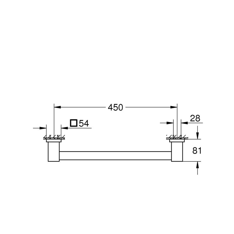 Casa si Gradina - Sanitare - Suporturi si accesorii baie - Suporturi baie - Bara sustinere Grohe 410952430, 504 mm, 81 mm, 2 orificii instalare, pe perete, metal, elemente fixare ascunse, Negru - Infinity.ro