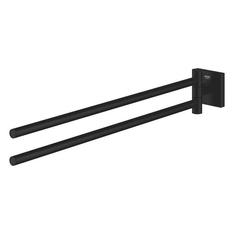 Casa si Gradina - Sanitare - Suporturi si accesorii baie - Suporturi baie - Bara prosop Grohe 409762430, 438 mm, 69 mm, 2 orificii instalare, 2 rafturi, pe perete, metal, Negru - Infinity.ro