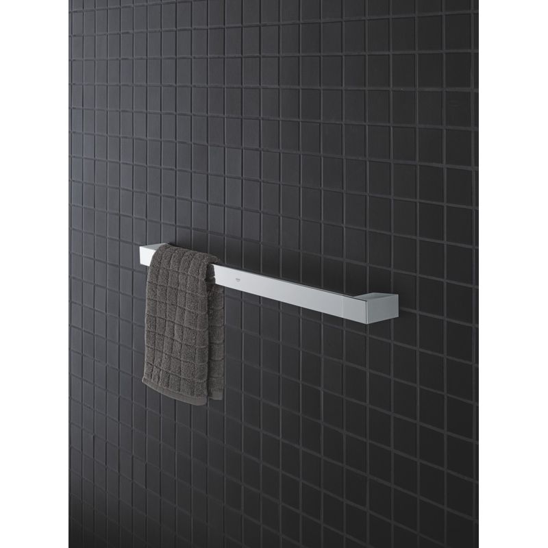Casa si Gradina - Sanitare - Suporturi si accesorii baie - Suporturi baie - Bara prosop Grohe 40807000, 600 mm, 60 mm, 2 orificii instalare, 1 rafturi, pe perete, metal, elemente fixare, Crom - Infinity.ro