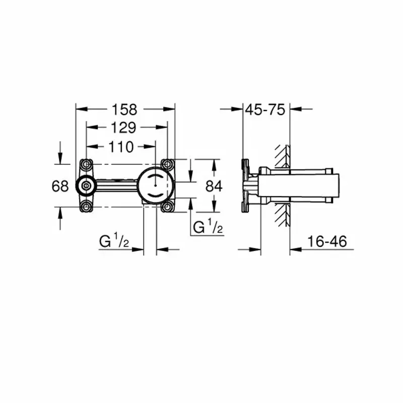 Casa si Gradina - Sanitare - Lavoar baie si accesorii - Accesorii baterii sanitare - Element incastrat Grohe 23571000, 1/2 diametru alimentare, 1/2 diametru iesire, pentru baterii lavoar monocomanda - Infinity.ro