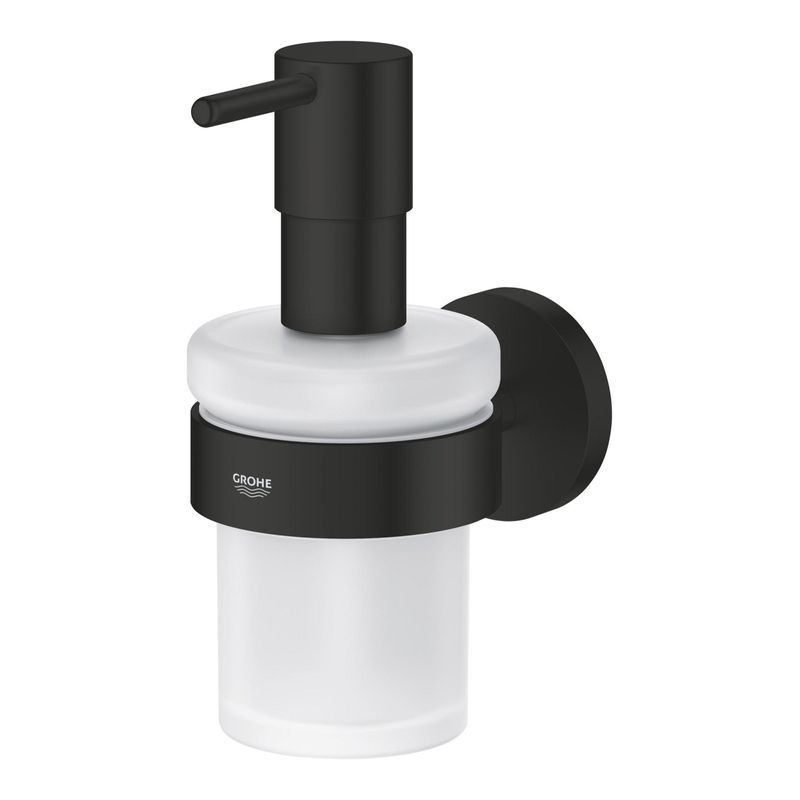 Casa si Gradina - Sanitare - Suporturi si accesorii baie - Dispensere - Dozator sapun Grohe 1022572430, 144 mm, 126 mm, 2 orificii instalare, 160 volum ml, pe perete, Negru - Infinity.ro