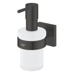 Casa si Gradina - Sanitare - Suporturi si accesorii baie - Dispensere - Dozator sapun Grohe 410982430, 144 mm, 126 mm, 2 orificii instalare, 160 volum ml, pe perete, sticla, metal, Negru - Infinity.ro
