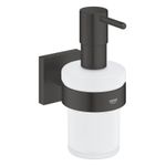 Casa si Gradina - Sanitare - Suporturi si accesorii baie - Dispensere - Dozator sapun Grohe 410982430, 144 mm, 126 mm, 2 orificii instalare, 160 volum ml, pe perete, sticla, metal, Negru - Infinity.ro