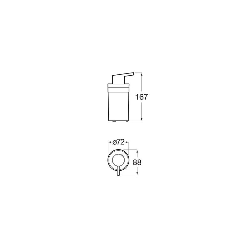 Casa si Gradina - Sanitare - Suporturi si accesorii baie - Dispensere - Dozator baie Roca A817893C00, 167 mm, 88 mm, 160 volum ml, pe blat, interior zona montaj, plastic, metal, Crom - Infinity.ro