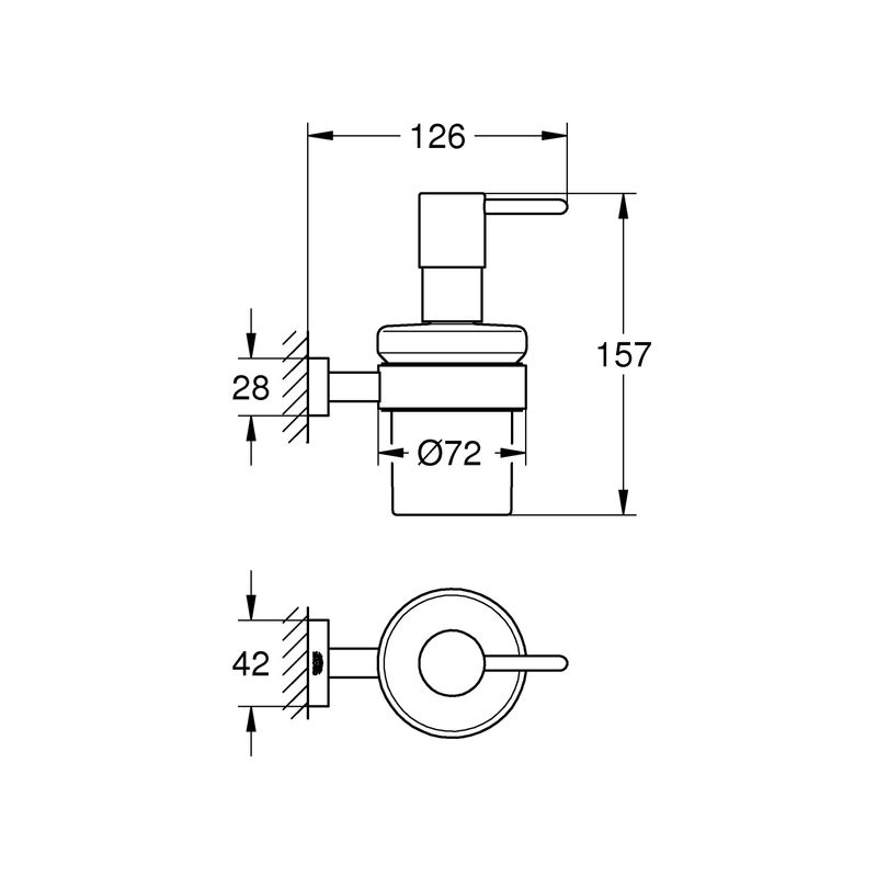 Casa si Gradina - Sanitare - Suporturi si accesorii baie - Dispensere - Dozator sapun Grohe 40756001, 157 mm, 74 mm, 1 orificii instalare, 150 volum ml, pe perete, Transparent - Infinity.ro