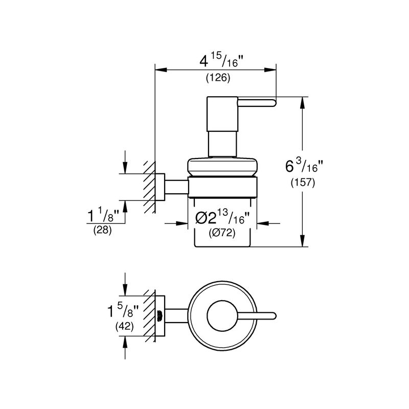 Casa si Gradina - Sanitare - Suporturi si accesorii baie - Dispensere - Dozator sapun Grohe 40756001, 157 mm, 74 mm, 1 orificii instalare, 150 volum ml, pe perete, Transparent - Infinity.ro
