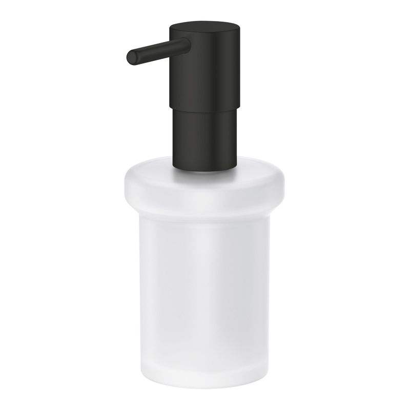 Casa si Gradina - Sanitare - Suporturi si accesorii baie - Dispensere - Dozator sapun Grohe 411882430, 144 mm, 126 mm, 2 orificii instalare, 160 volum ml, pe suport, sticla, metal, Negru - Infinity.ro
