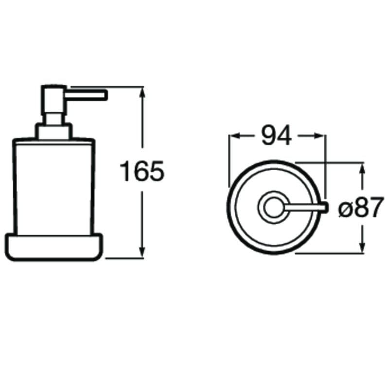 Casa si Gradina - Sanitare - Suporturi si accesorii baie - Dispensere - Dozator sapun Roca A817026001, 165 mm, 94 mm, 2 orificii instalare, 300 volum ml, pe blat, interior zona montaj, Crom - Infinity.ro