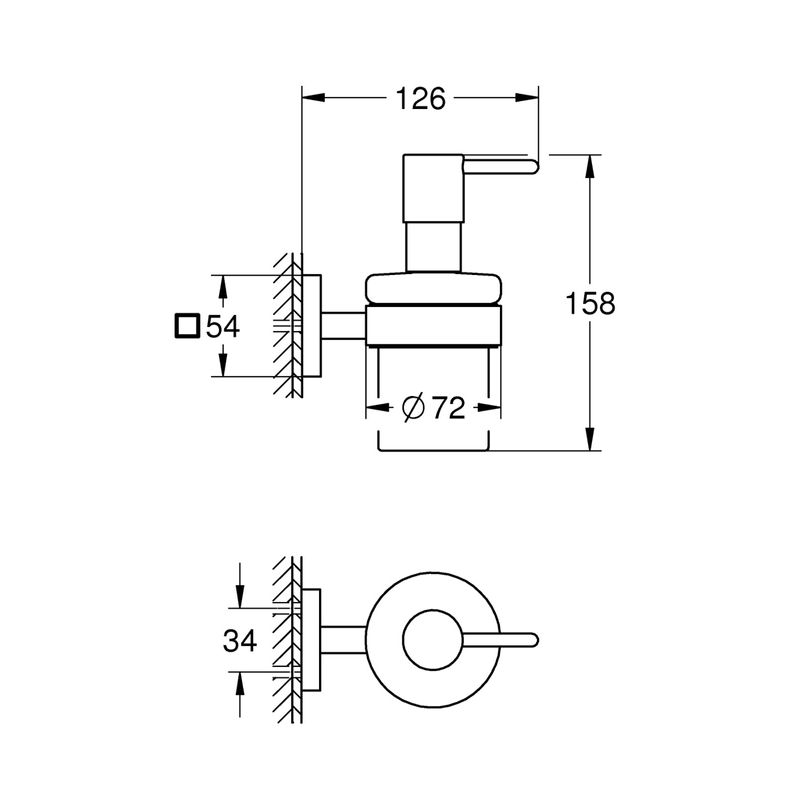 Casa si Gradina - Sanitare - Suporturi si accesorii baie - Dispensere - Dozator sapun lichid Grohe 41098000, 157 mm, 72 mm, 2 orificii instalare, 200 volum ml, pe perete, Crom - Infinity.ro