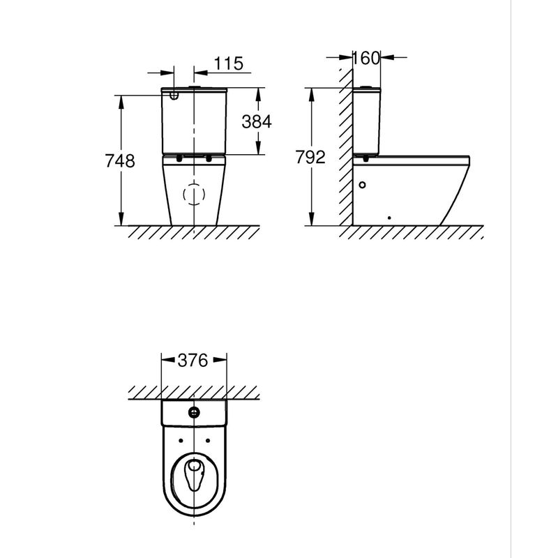 Casa si Gradina - Sanitare - Obiecte sanitare - Accesorii vase de toaleta - Rezervor WC ceramic Grohe 102502SH00, Euro Ceramic, alimentare spate/lateral, alb - Infinity.ro