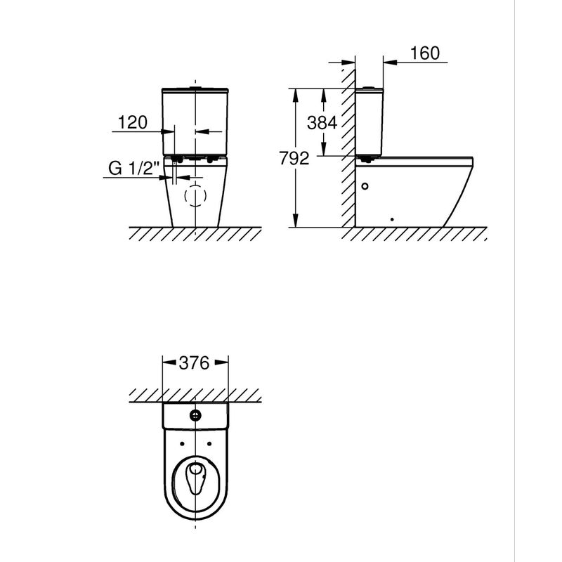 Casa si Gradina - Sanitare - Obiecte sanitare - Accesorii vase de toaleta - Rezervor WC ceramic Grohe 102503SH00, Euro Ceramic, alimentare inferioara, alb - Infinity.ro