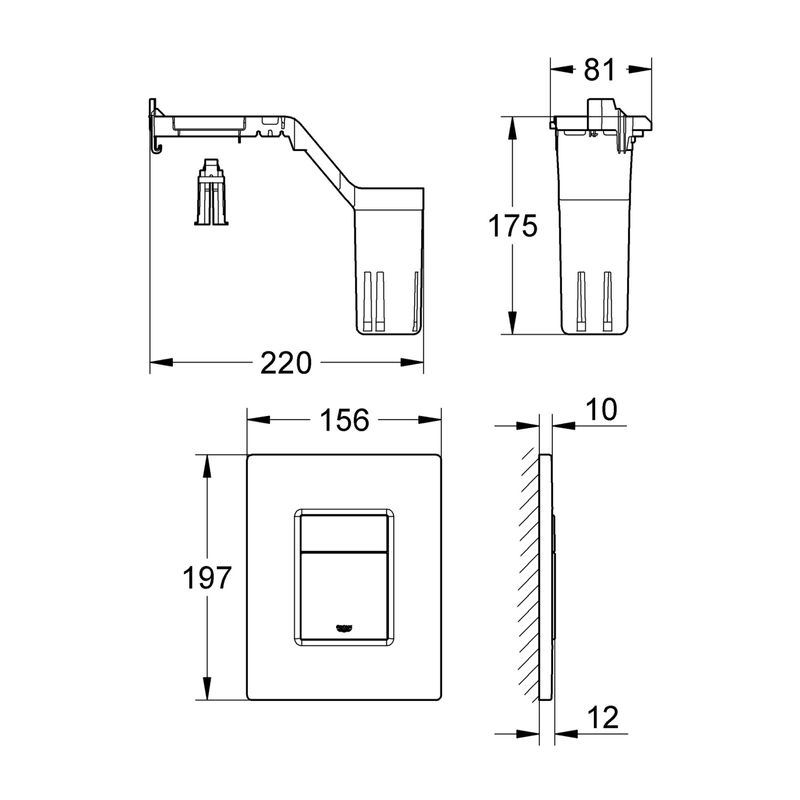 Casa si Gradina - Sanitare - Obiecte sanitare - Accesorii vase de toaleta - Clapeta WC Grohe 38805000, 156 mm, 197 mm, functie eco, verticala, incastrat pentru tip rezervor, Crom - Infinity.ro
