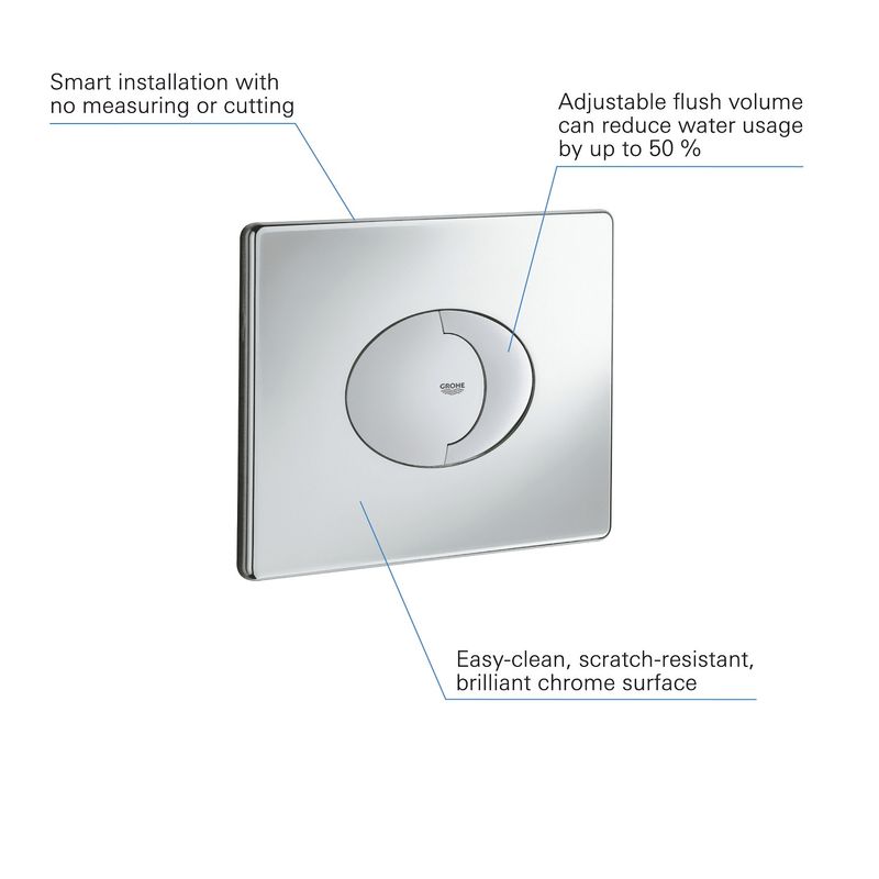 Casa si Gradina - Sanitare - Obiecte sanitare - Accesorii vase de toaleta - Clapeta WC Grohe 38506000, 156 mm, 197 mm, functie eco, orizontala, incastrat pentru tip rezervor, Crom - Infinity.ro