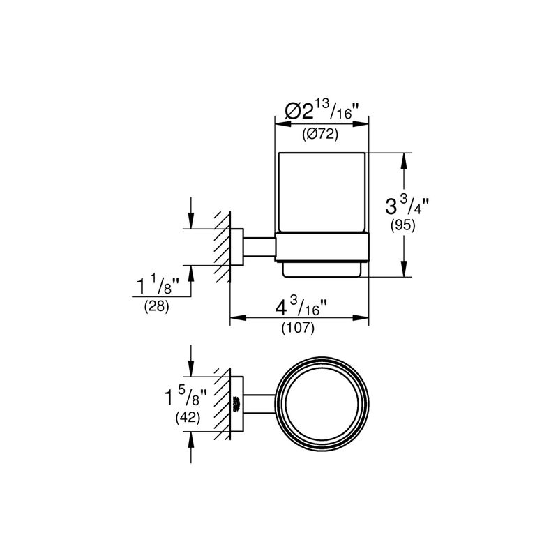 Casa si Gradina - Sanitare - Suporturi si accesorii baie - Accesorii baie - Pahar baie Grohe 40755001, 107 mm, 95 mm, 1 orificii instalare, 140 volum ml, pe perete, metal, Crom - Infinity.ro