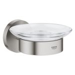 Casa si Gradina - Sanitare - Suporturi si accesorii baie - Suporturi baie - Savoniera Grohe 40444DC1, Essentials, pe perete, metal/sticla, mat, otel satinat - Infinity.ro