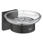 Casa si Gradina - Sanitare - Suporturi si accesorii baie - Suporturi baie - Savoniera Grohe 410962430, 110 mm, 2 orificii instalare, pe perete, metal, sticla, elemente fixare ascunse, Negru - Infinity.ro
