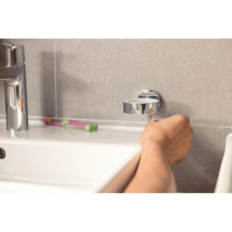 Casa si Gradina - Sanitare - Suporturi si accesorii baie - Suporturi baie - Savoniera Grohe 41193000, 125 mm, 2 orificii instalare, pe perete, sticla, metal, elemente fixare ascunse, Crom - Infinity.ro