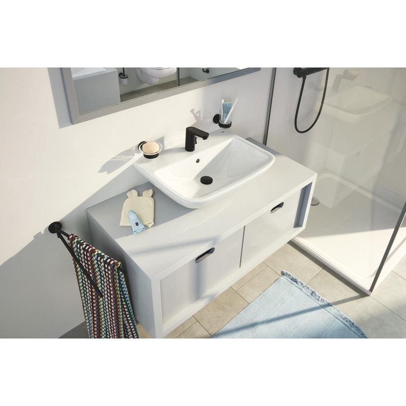 Casa si Gradina - Sanitare - Suporturi si accesorii baie - Suporturi baie - Savoniera Grohe 411932430, 110 mm, 2 orificii instalare, pe perete, metal, sticla, elemente fixare ascunse, Negru - Infinity.ro