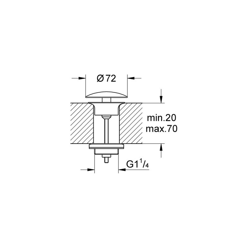 Casa si Gradina - Sanitare - Chiuveta bucatarie si accesorii - Accesorii chiuvete - Ventil lavoar Grohe 65808000, 70 mm, 72 mm, 45 diametru, 1 1/4 diametru montaj, universal, in bideu, in lavoar, Crom - Infinity.ro