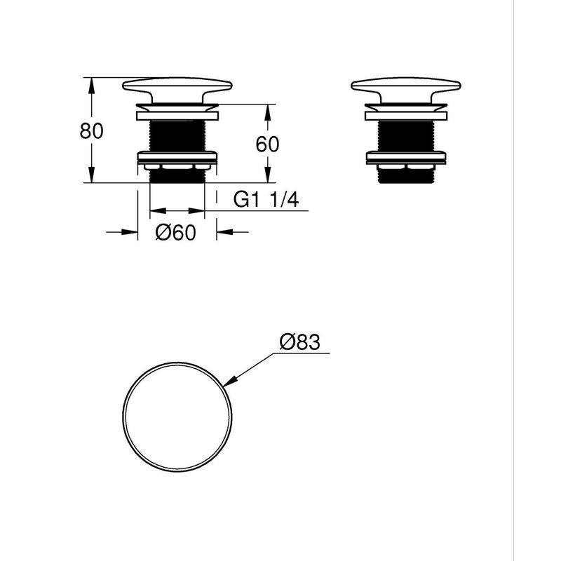 Casa si Gradina - Sanitare - Chiuveta bucatarie si accesorii - Accesorii chiuvete - Ventil lavoar Grohe 49623000, 84 mm, 70 mm, 45 diametru, 1 1/4 diametru montaj, universal, in bideu, in lavoar, Alb - Infinity.ro
