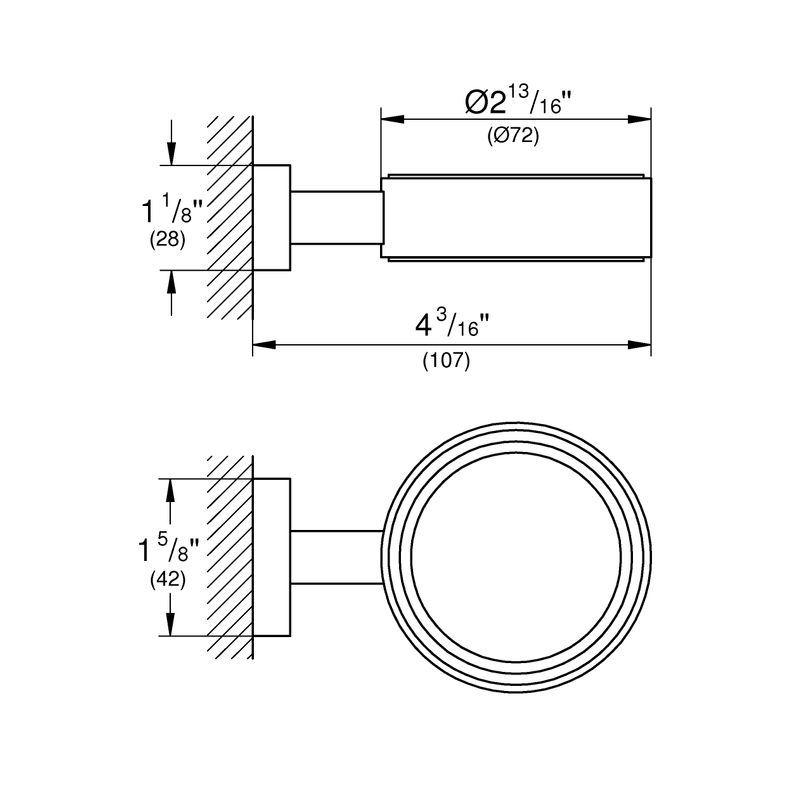 Casa si Gradina - Sanitare - Suporturi si accesorii baie - Suporturi baie - Suport Grohe 40508001, 107 mm, 42 mm, 2 orificii instalare, pe perete, metal, elemente fixare ascunse, Crom - Infinity.ro