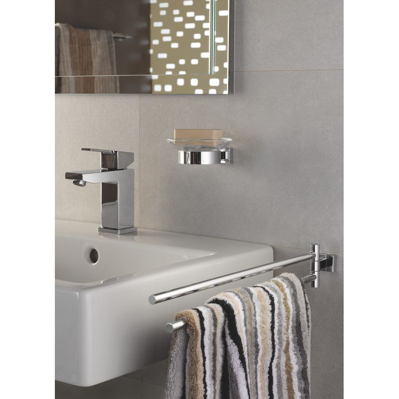 Casa si Gradina - Sanitare - Suporturi si accesorii baie - Suporturi baie - Suport Grohe 40508001, 107 mm, 42 mm, 2 orificii instalare, pe perete, metal, elemente fixare ascunse, Crom - Infinity.ro