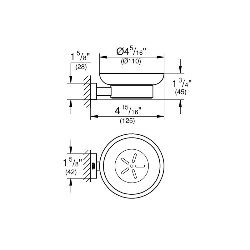 Casa si Gradina - Sanitare - Suporturi si accesorii baie - Suporturi baie - Suport sapun Grohe 40754001, 110 mm, 1 orificii instalare, pe perete, sticla, metal, elemente fixare ascunse, Crom - Infinity.ro